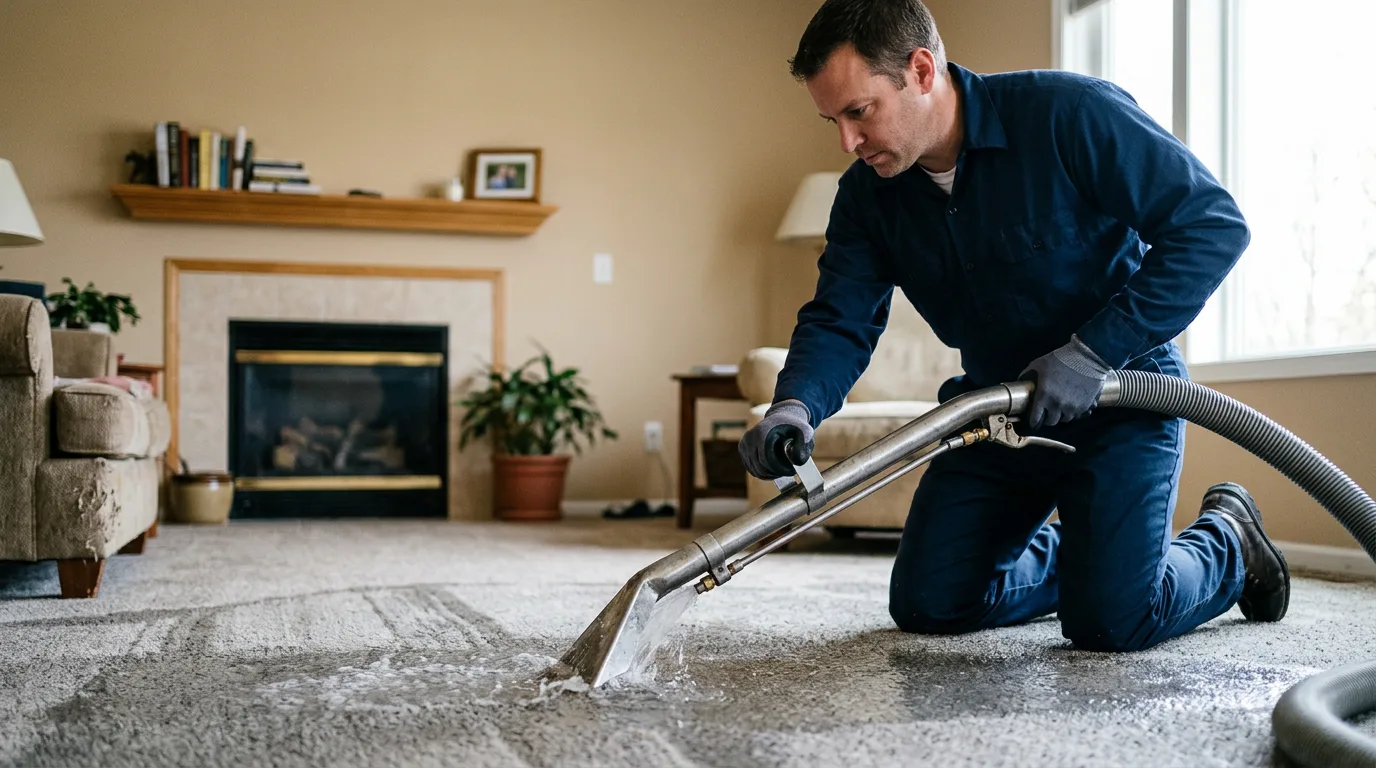 Water damage restoration technician working near Ladora, IA